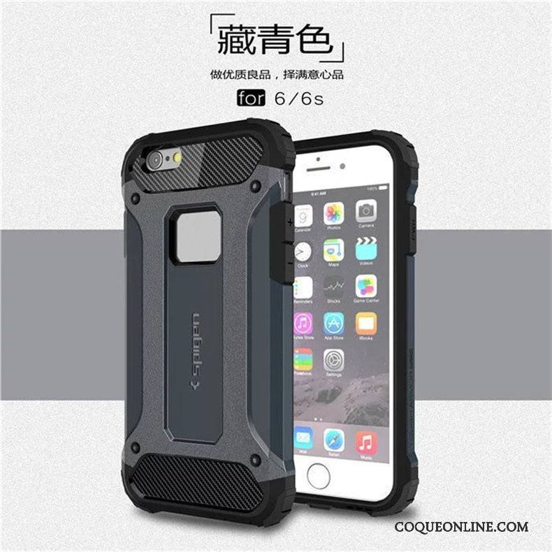 iPhone 6/6s Argent Protection Silicone Coque De Téléphone Trois Défenses Incassable Métal