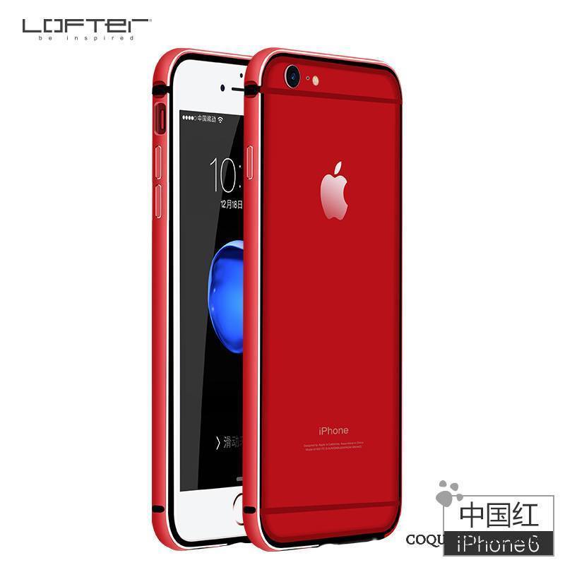 iPhone 6/6s Border Incassable Silicone Rouge Métal Coque De Téléphone