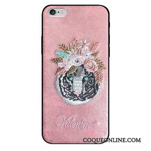 iPhone 6/6s Coque Broderie Difficile Net Rouge Personnalité Tout Compris Rose Tendance