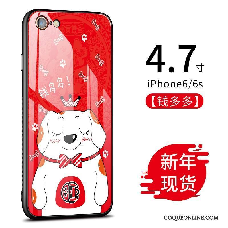 iPhone 6/6s Coque De Téléphone Difficile Verre Rouge Créatif Dessin Animé