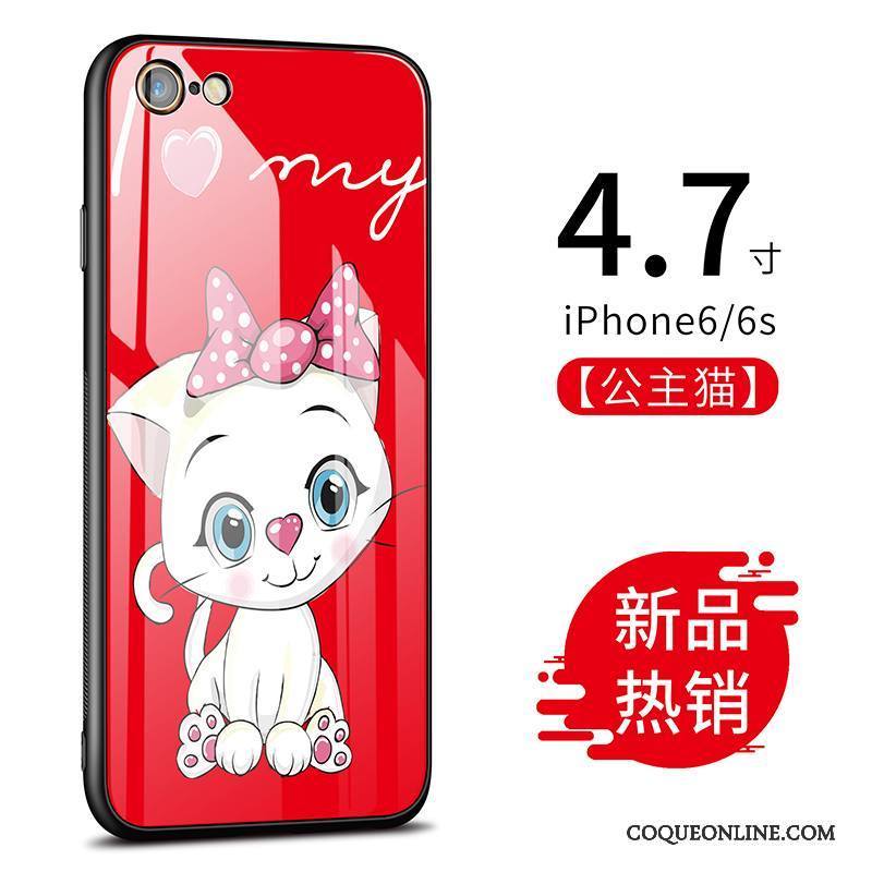 iPhone 6/6s Coque De Téléphone Difficile Verre Rouge Créatif Dessin Animé