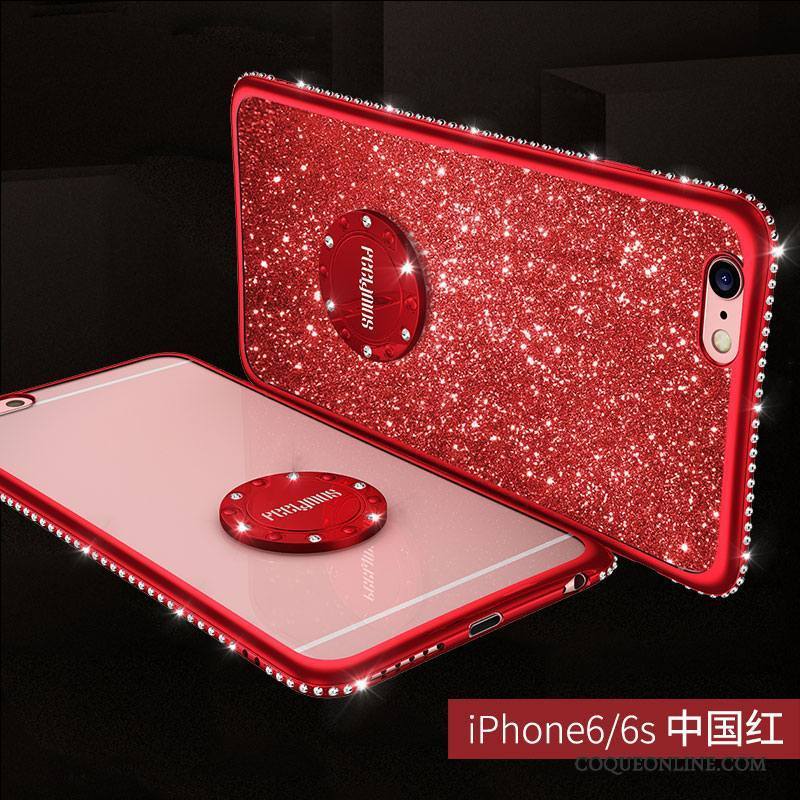 iPhone 6/6s Coque De Téléphone Incassable Rouge Or Anneau Étui Tendance