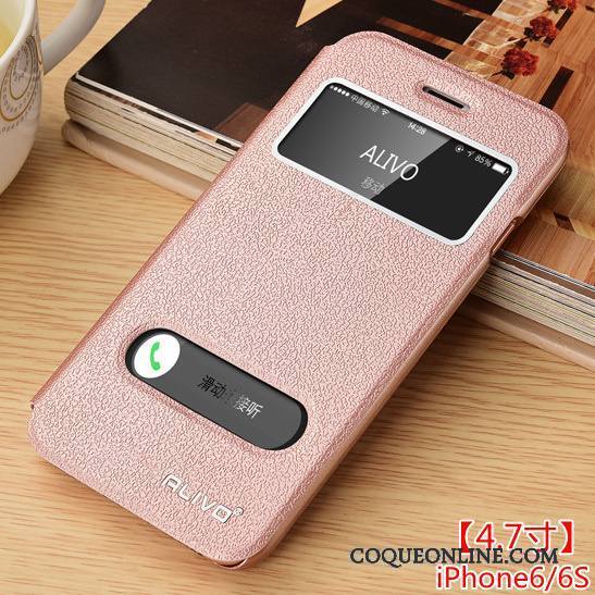 iPhone 6/6s Coque De Téléphone Incassable Étui En Cuir Clamshell Protection Or Rose