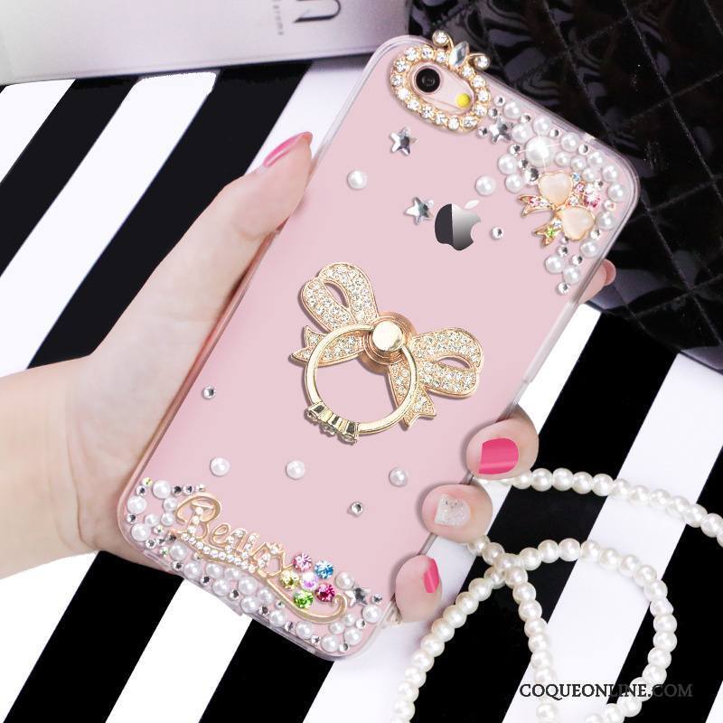 iPhone 6/6s Coque De Téléphone Support Strass Rose Étui Transparent Protection