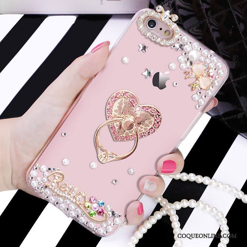 iPhone 6/6s Coque De Téléphone Support Strass Rose Étui Transparent Protection