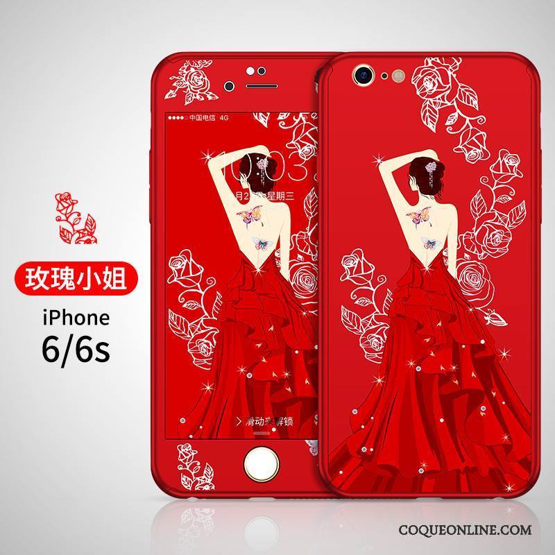 iPhone 6/6s Coque De Téléphone Tendance Difficile Pu Noir Tout Compris Rouge