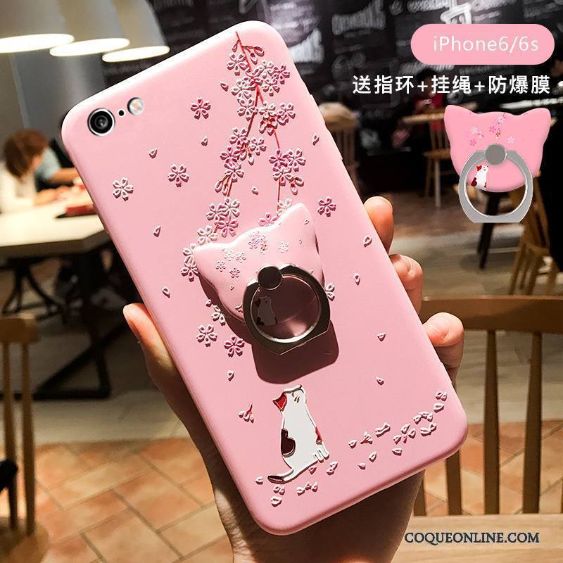 iPhone 6/6s Coque De Téléphone Tout Compris Ornements Suspendus Rose Dessin Animé Anneau Incassable