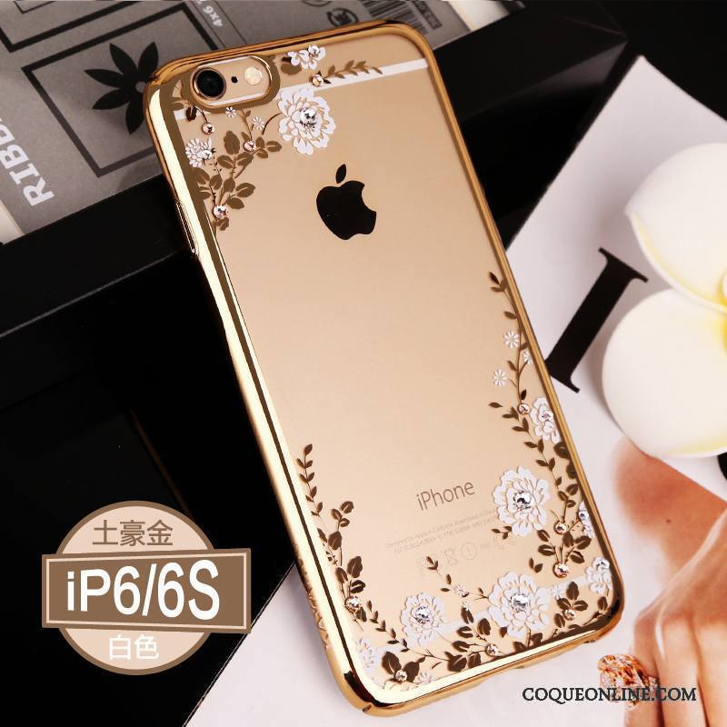 iPhone 6/6s Coque De Téléphone Tout Compris Étui Or Transparent Luxe Élégant