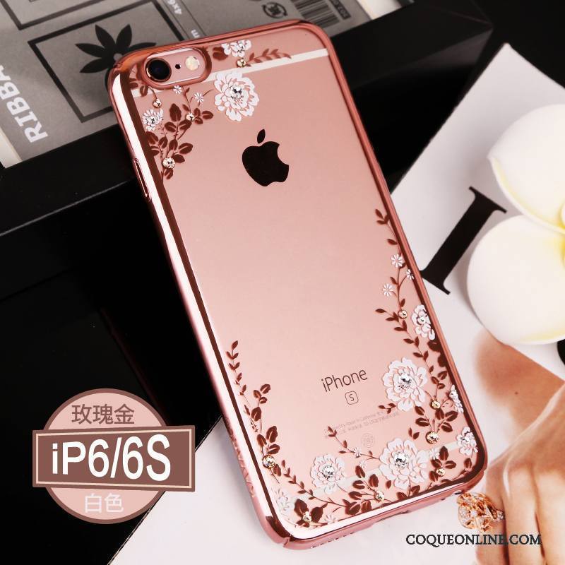 iPhone 6/6s Coque De Téléphone Tout Compris Étui Or Transparent Luxe Élégant