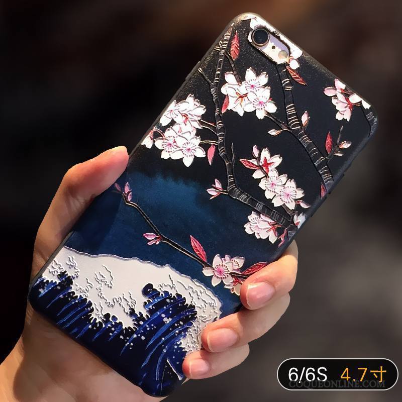 iPhone 6/6s Coque De Téléphone Très Mince Silicone Gaufrage Étui Rose Délavé En Daim