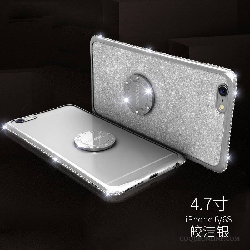 iPhone 6/6s Coque Fluide Doux Or Transparent Silicone Une Agrafe Tendance Incassable