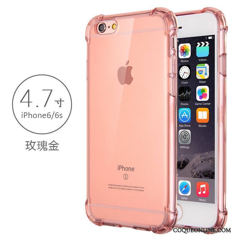 iPhone 6/6s Coque Fluide Doux Transparent Incassable Or Rose Tendance Silicone