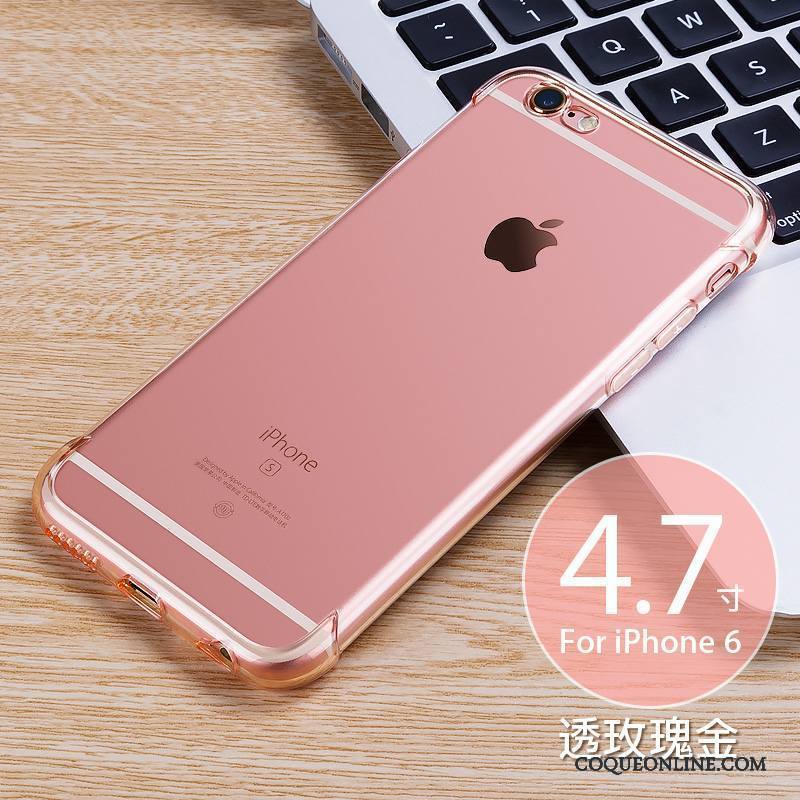 iPhone 6/6s Coque Fluide Doux Transparent Incassable Or Rose Tendance Silicone