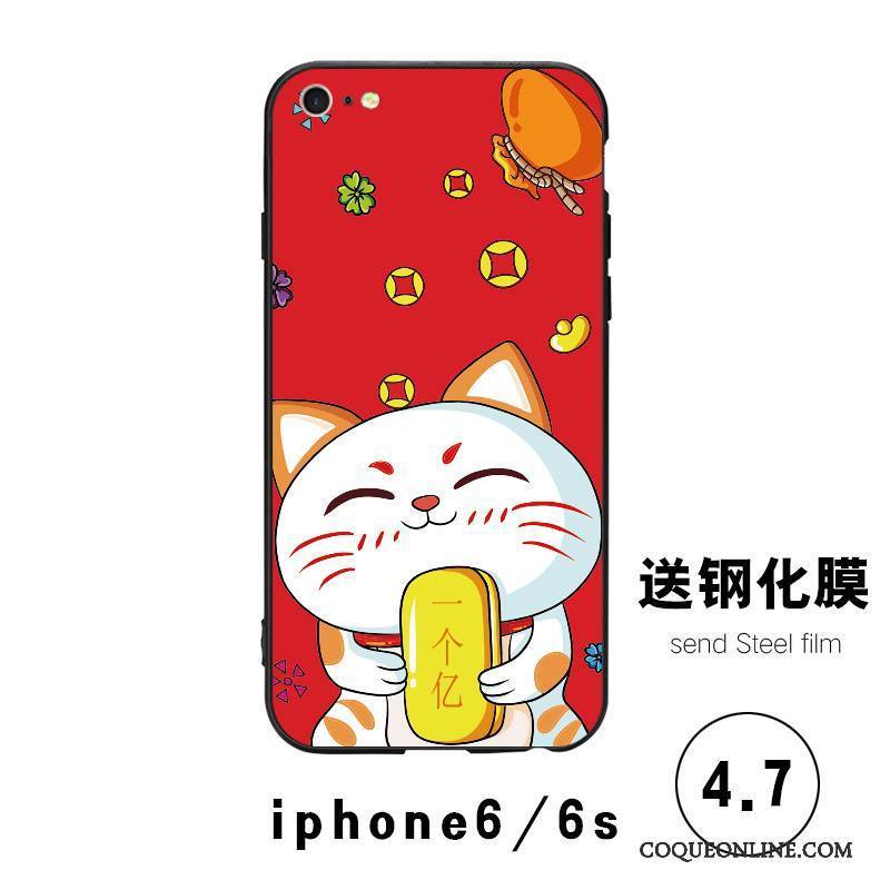 iPhone 6/6s Coque Net Rouge Verre Tout Compris Nouveau Difficile Tendance Étui