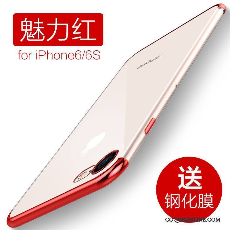 iPhone 6/6s Fluide Doux Rouge Tout Compris Transparent Or Coque De Téléphone Silicone