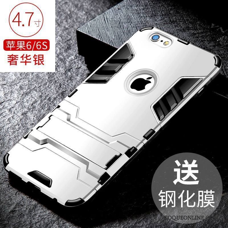 iPhone 6/6s Incassable Pu Étui Protection Silicone Argent Coque De Téléphone