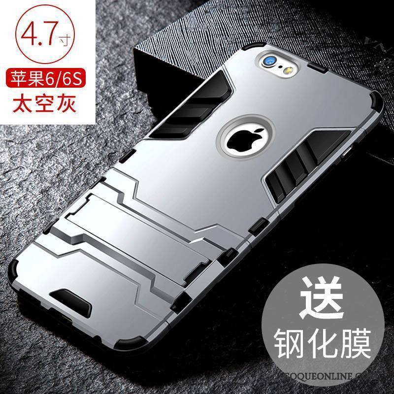 iPhone 6/6s Incassable Pu Étui Protection Silicone Argent Coque De Téléphone