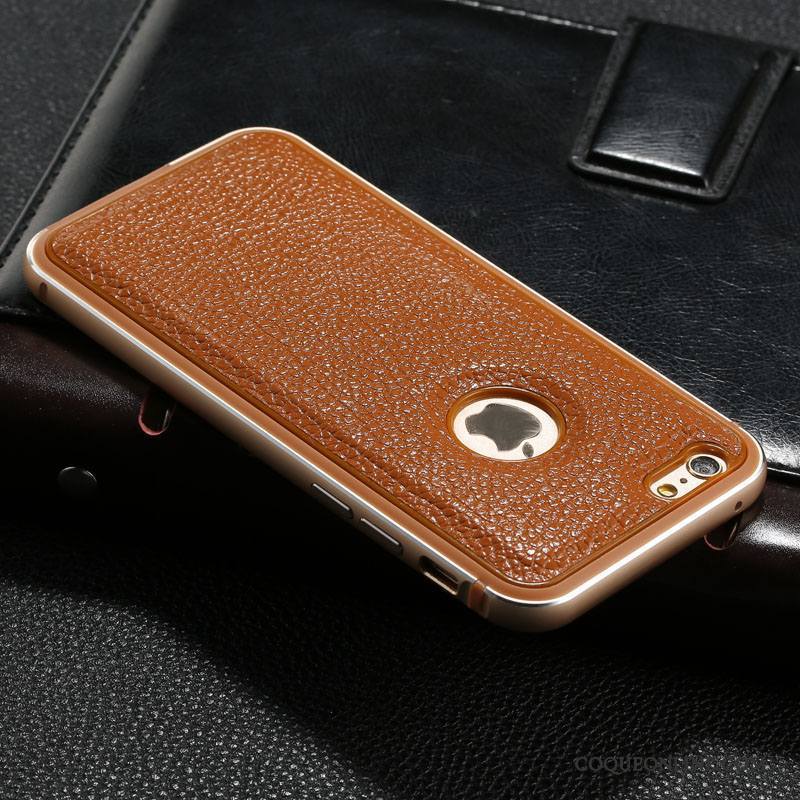 iPhone 6/6s Métal Couvercle Arrière Cuir Véritable Coque De Téléphone Rouge Étui Incassable