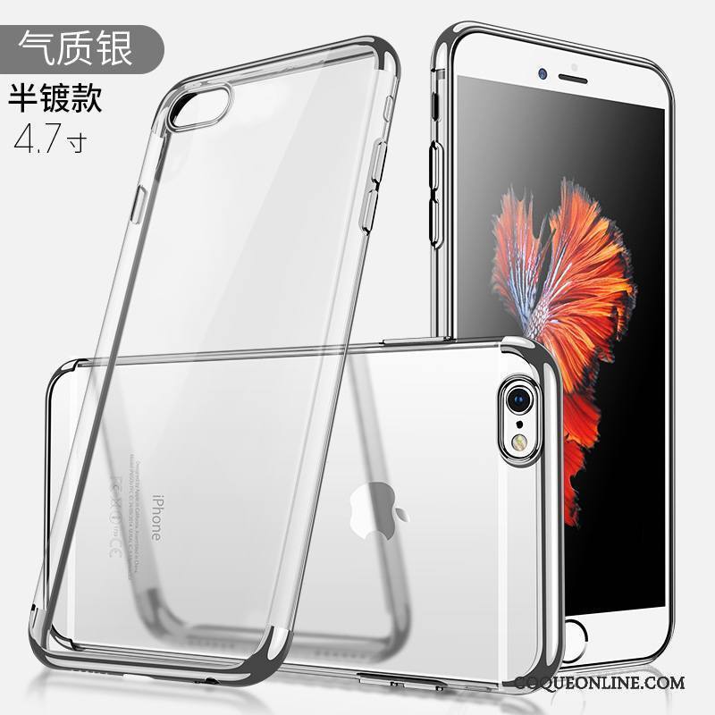 iPhone 6/6s Nouveau Bleu Transparent Silicone Placage Incassable Coque De Téléphone