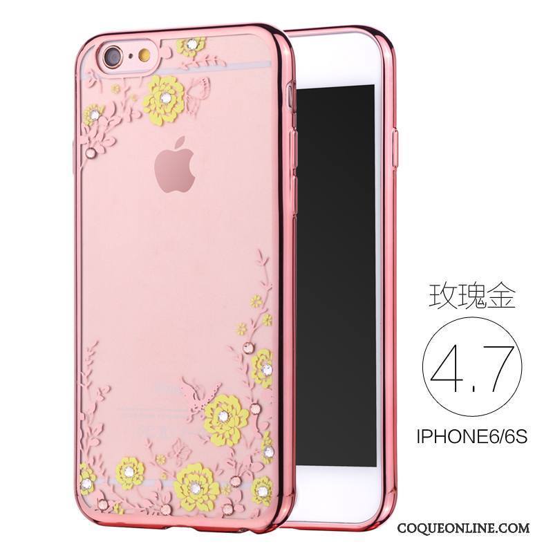 iPhone 6/6s Or Rose Luxe Strass Très Mince Nouveau Coque De Téléphone Silicone