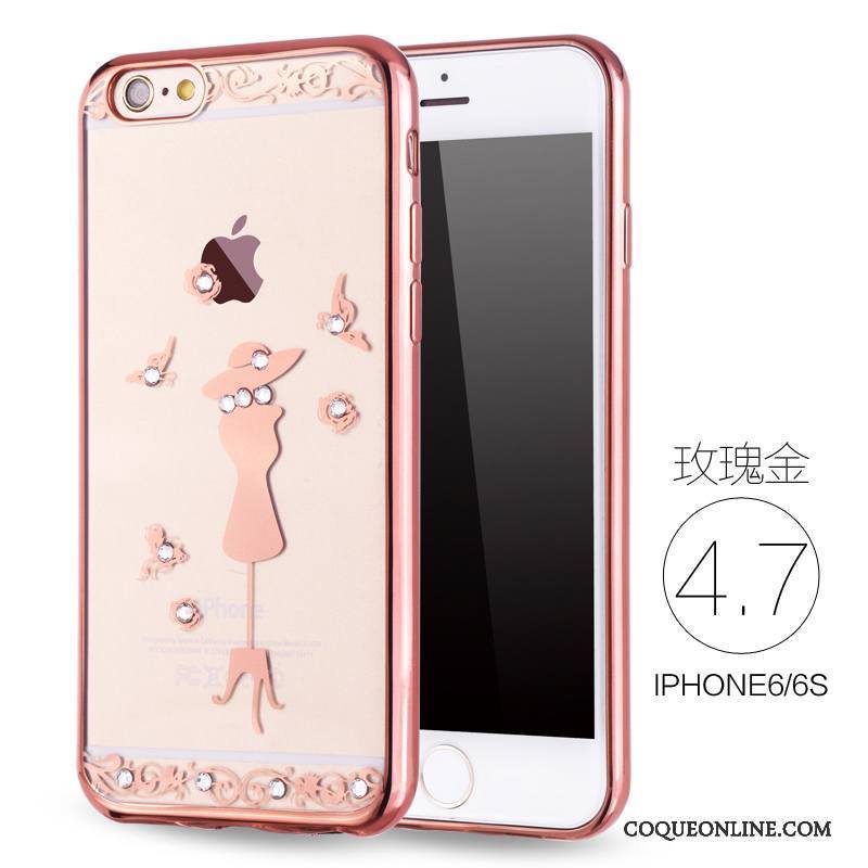 iPhone 6/6s Or Rose Luxe Strass Très Mince Nouveau Coque De Téléphone Silicone