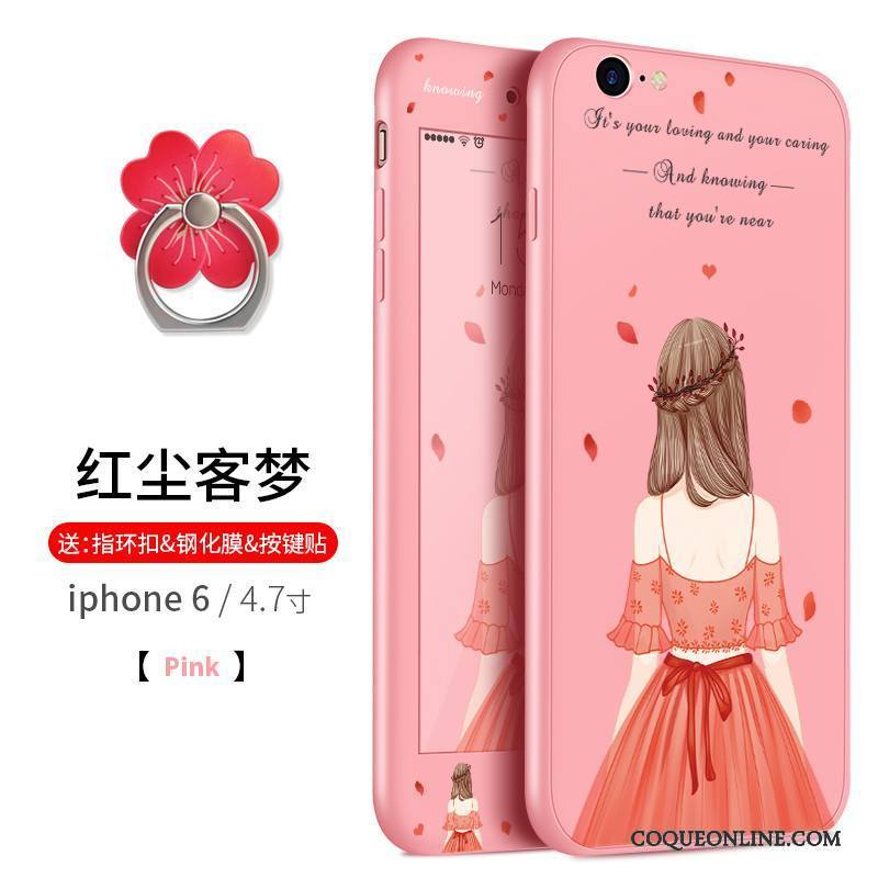 iPhone 6/6s Ornements Suspendus Silicone Tout Compris Rose Fluide Doux Incassable Coque De Téléphone