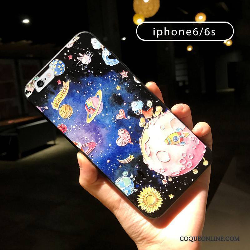 iPhone 6/6s Plus Anneau Créatif Noir Gaufrage Amoureux Coque De Téléphone Fluide Doux