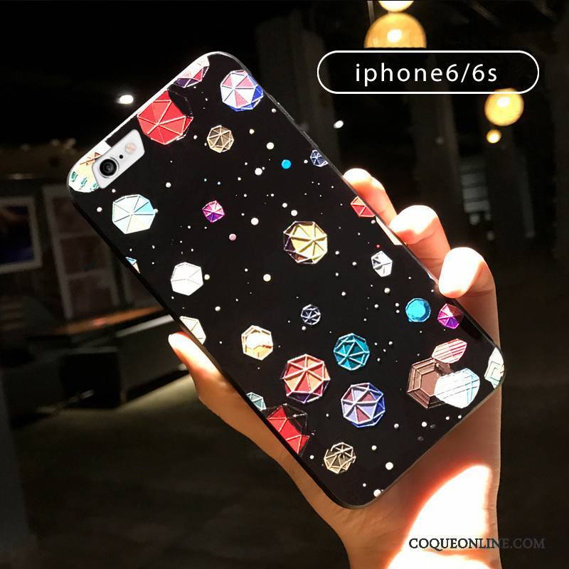 iPhone 6/6s Plus Anneau Créatif Noir Gaufrage Amoureux Coque De Téléphone Fluide Doux