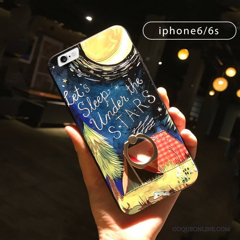 iPhone 6/6s Plus Anneau Créatif Noir Gaufrage Amoureux Coque De Téléphone Fluide Doux