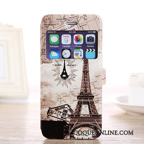 iPhone 6/6s Plus Blanc Peinture Protection Dessin Animé Étui En Cuir Noir Coque