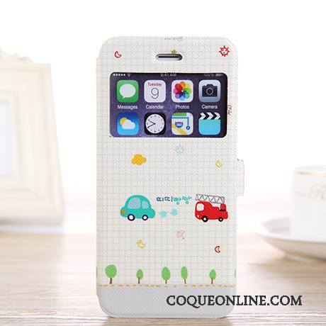 iPhone 6/6s Plus Blanc Peinture Protection Dessin Animé Étui En Cuir Noir Coque