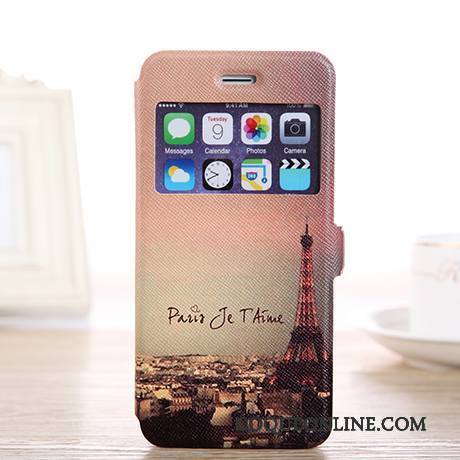 iPhone 6/6s Plus Blanc Peinture Protection Dessin Animé Étui En Cuir Noir Coque