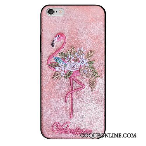 iPhone 6/6s Plus Coque Broderie Rose Tout Compris Oiseau Difficile Tendance Personnalité