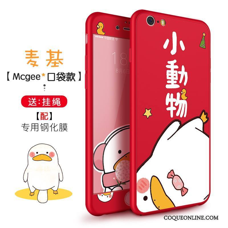 iPhone 6/6s Plus Coque Chat Personnalité Rouge Tout Compris Silicone Créatif Richesse