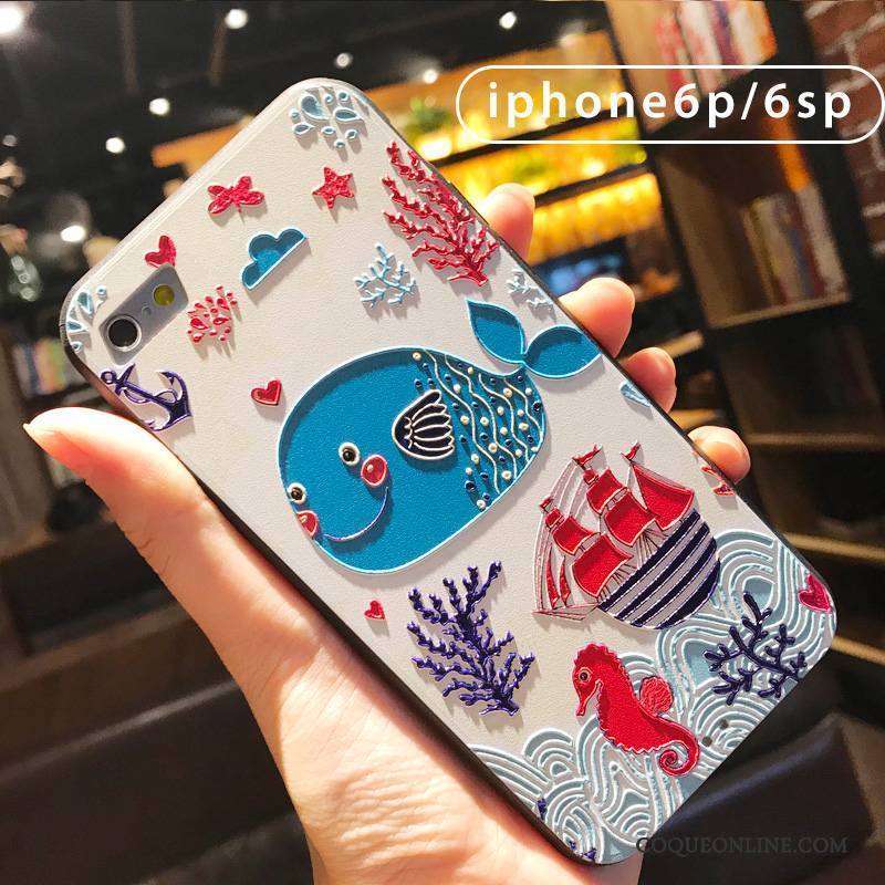 iPhone 6/6s Plus Coque De Téléphone Bleu Gaufrage Tout Compris Incassable Dessin Animé Tendance