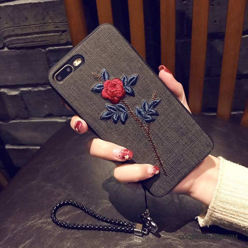 iPhone 6/6s Plus Coque De Téléphone Incassable Ornements Suspendus Foncé Protection Fleur Fluide Doux