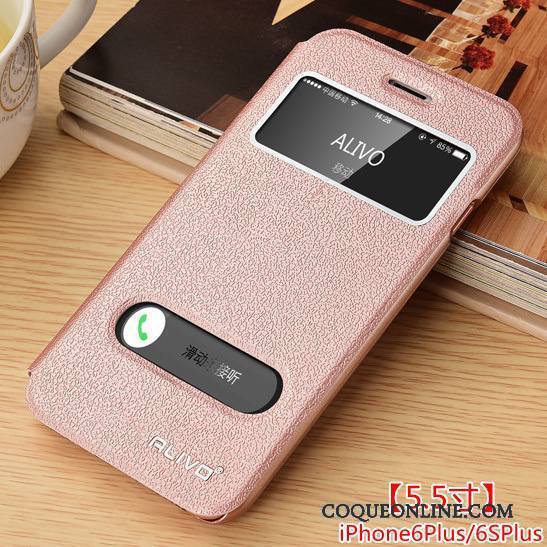 iPhone 6/6s Plus Coque De Téléphone Or Rose Incassable Étui En Cuir Protection Clamshell