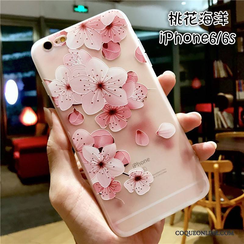 iPhone 6/6s Plus Coque De Téléphone Tout Compris Fluide Doux Nouveau Silicone Rose Gaufrage