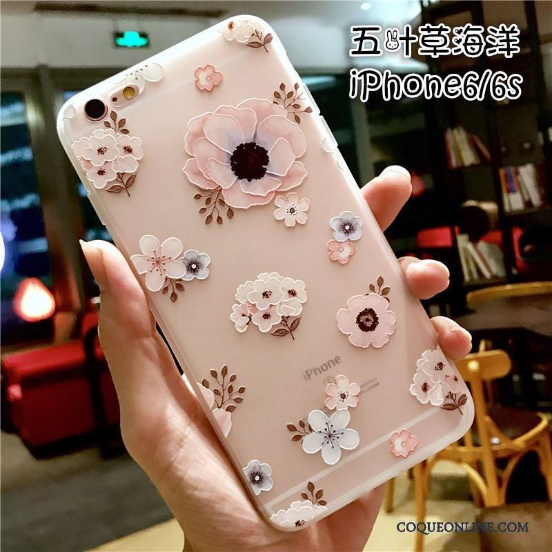 iPhone 6/6s Plus Coque De Téléphone Tout Compris Fluide Doux Nouveau Silicone Rose Gaufrage