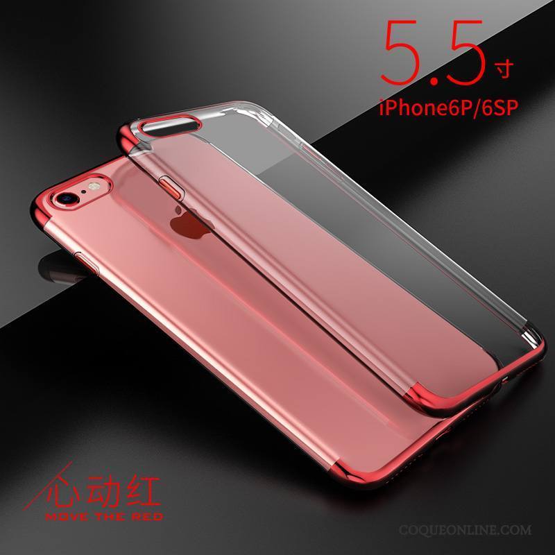 iPhone 6/6s Plus Coque Fluide Doux Rouge Silicone Incassable Tout Compris Placage