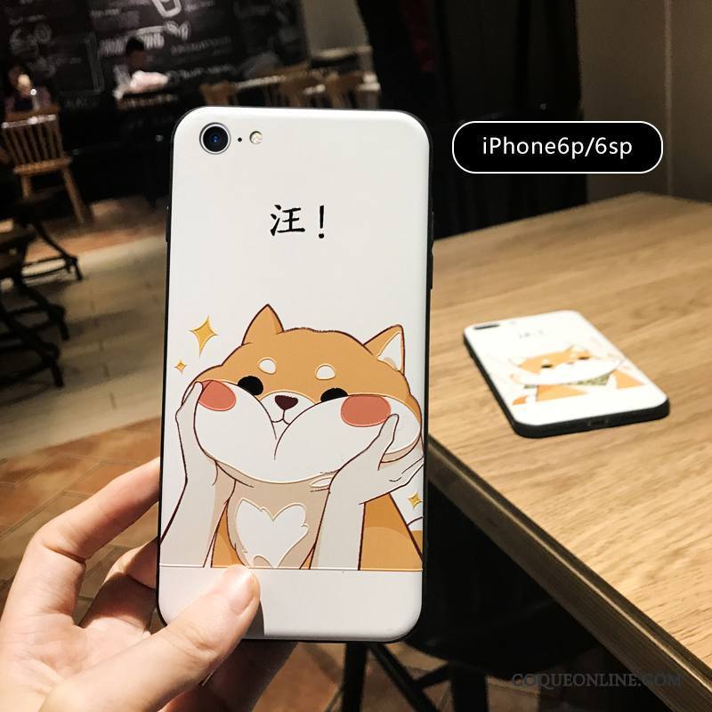 iPhone 6/6s Plus Coque Rouge Amoureux Gaufrage Tout Compris Dessin Animé Chiens Super Mignon