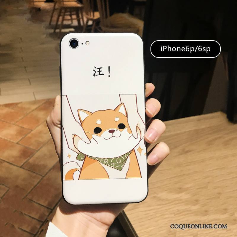 iPhone 6/6s Plus Coque Rouge Amoureux Gaufrage Tout Compris Dessin Animé Chiens Super Mignon