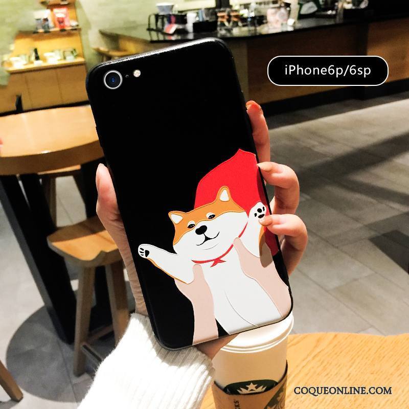 iPhone 6/6s Plus Coque Rouge Amoureux Gaufrage Tout Compris Dessin Animé Chiens Super Mignon