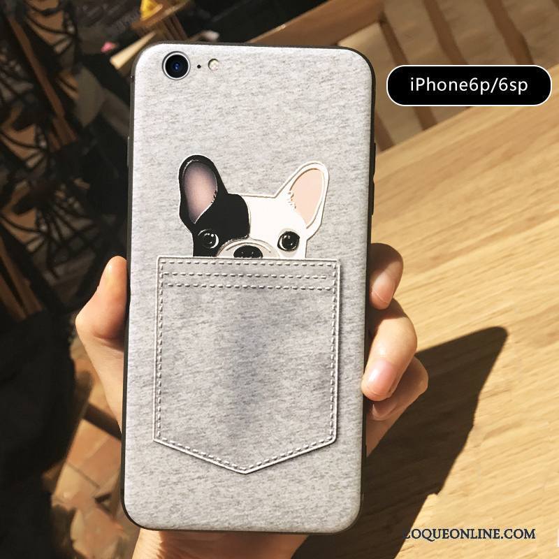 iPhone 6/6s Plus Coque Rouge Amoureux Gaufrage Tout Compris Dessin Animé Chiens Super Mignon