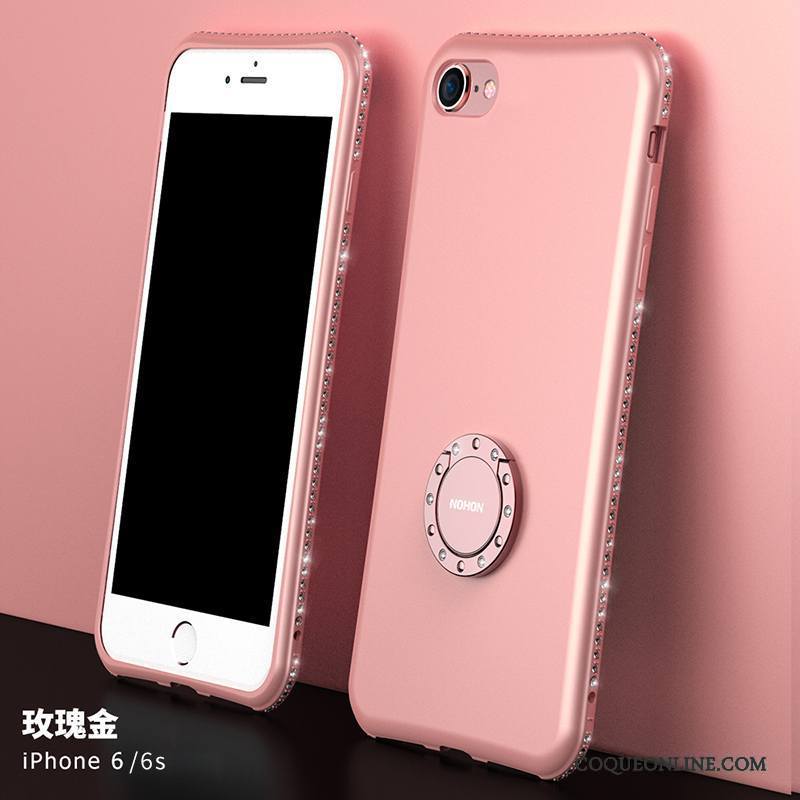 iPhone 6/6s Plus Coque Rouge Rose Tout Compris Fluide Doux Strass Nouveau Silicone