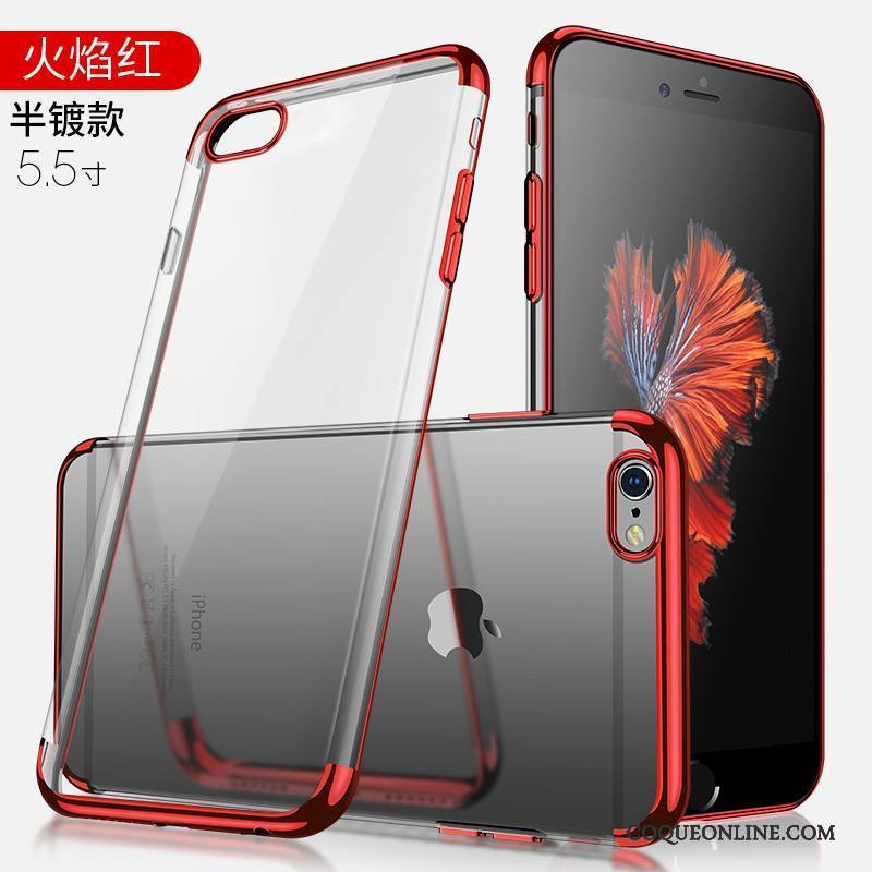 iPhone 6/6s Plus Coque Très Mince Étui Tendance Transparent Rouge Nouveau Placage