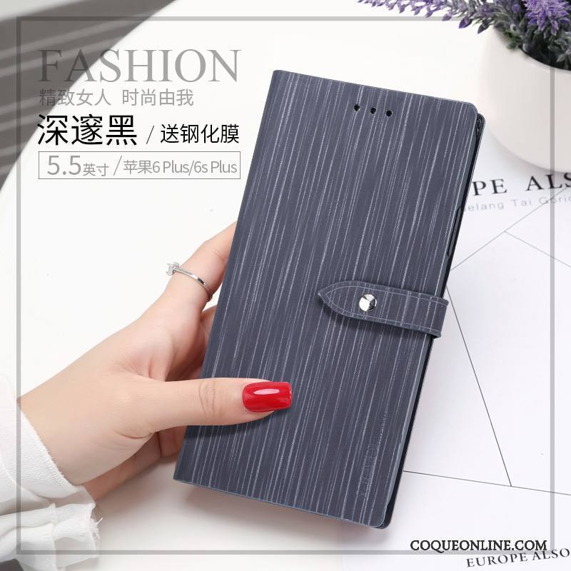 iPhone 6/6s Plus Coque Étui En Cuir Incassable Bleu Tendance Nouveau Housse Portefeuille