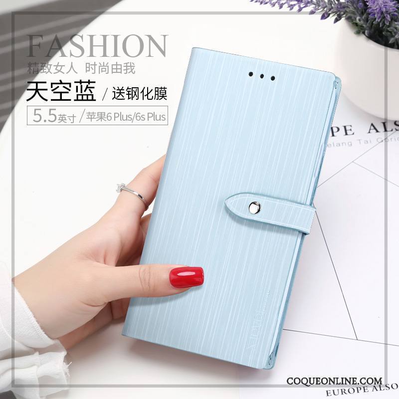 iPhone 6/6s Plus Coque Étui En Cuir Incassable Bleu Tendance Nouveau Housse Portefeuille