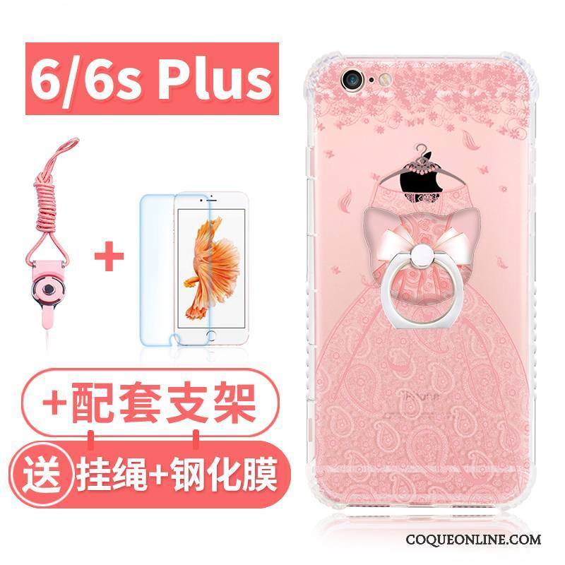 iPhone 6/6s Plus Coque Étui Rose Incassable Fluide Doux Silicone Ornements Suspendus Ballon