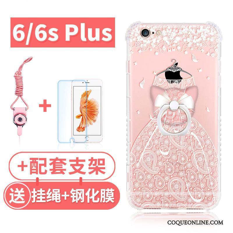 iPhone 6/6s Plus Coque Étui Rose Incassable Fluide Doux Silicone Ornements Suspendus Ballon